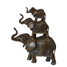 Animal Brass Statue Elephant Family Decoration Bronze Sculpture Tpy-069